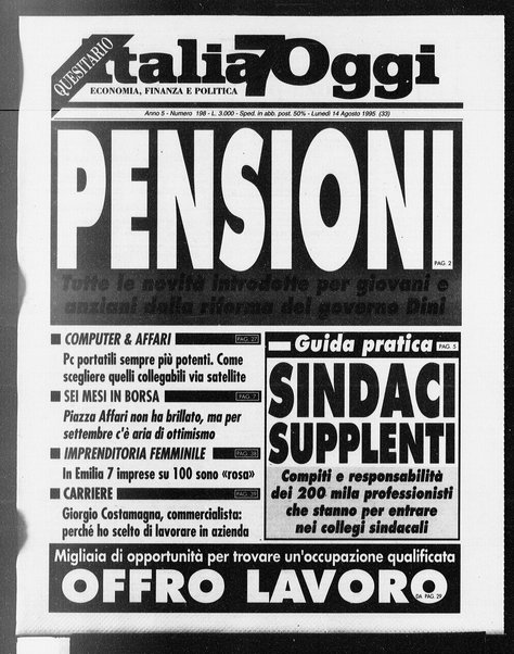 Italia oggi : quotidiano di economia finanza e politica